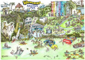 Waimarino Adventure Park | Cartoon Sketch of Park